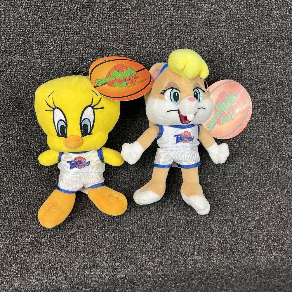 BNWT Space Jam 30th Anniversary Lola Bunny and Tweety 7 1/2" Plush Hanger Clip